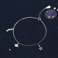 Mloveacc New Arrival Genuine 925 Sterling Silver Sweet Whisper Of Saturn &amp; Star Clear CZ Link Bracelet Luxury Silver Jewelr