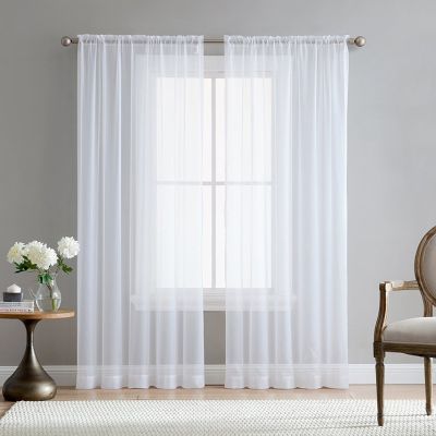 2Pcs Super Soft Great Hand Feeling White Tulle Curtains for Living Room Decoration Modern Veil Chiffon Solid Sheer Voile