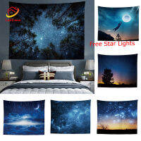 Starry Sky Wall จักรวาลผ้า Tapestry กำแพงฉากหลัง Decor Star แขวนผ้าม่านติดกำแพงพื้นหลัง Home Living ตกแต่งห้องนอนฟรีหลอดไฟรูปดาว