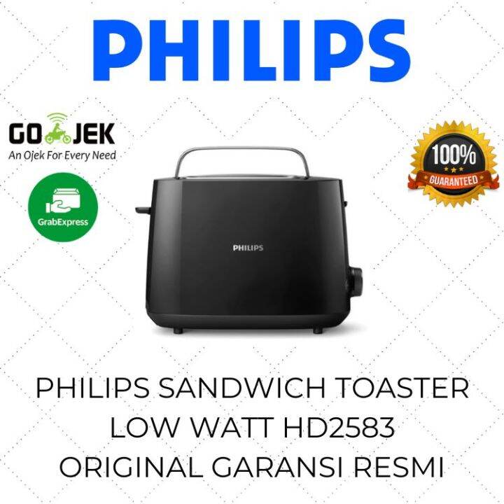 Philips Toaster Pop Up Roti Low Watt HD 2583 / Pemanggang Roti Bakar