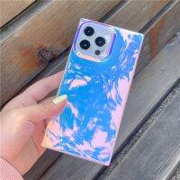 เคสเลเซอร์สี่เหลี่ยมสำหรับ14 13 Pro Max 11 12 14 Plus เคสโทรศัพท์ซิลิโคนใสแวววาวหรูหราสำหรับ12 Pro