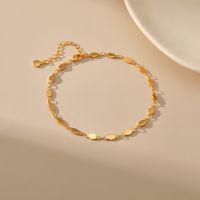 Copper Plated 18K Gold Small Round Piece Ordinary Chain Accessories Metal Texture Senior Sense Anklet Women Holiday Gifts