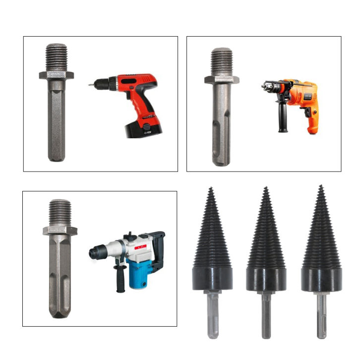 32mm42mm-firewood-drilling-tool-conical-splitter-step-drill-bit-square-roundhex-shank-reamer-split-drilling-woodworking-tools