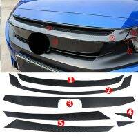 8 Pcs/Set Car Front Bumper Grilles Decal Stickers For Honda Civic 10Th 2016-2018 Carbon Fiber Texture Decoration Sticker Trim