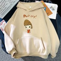 Yoomo Nara Dont Cry Letter Print Hoodies Cartoon Comic Cute Graphic Sweatshirts Aesthetic Harajuku Couple Clothes for Size XS-4XL