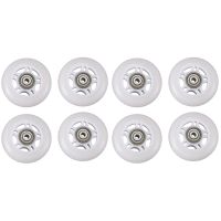 8 Pack Inline Skate Wheels Beginners Roller Blades Replacement Wheel with Bearings 70mm White