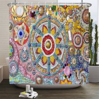 Bohemian style Shower Curtain Colorful Mosaic 3D Printing Shower Curtain Polyester Waterproof Home Decor Curtains 180x180cm