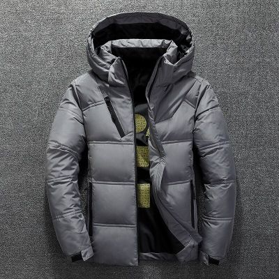 ZZOOI Winter Warm Stand Collar Puffer Thick Hat White Duck Down Jacket Coat Casual  Parka Male Mens Winter Down Jacket With Hood