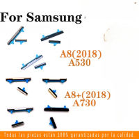 ปุ่มเปิด/ปิดไอโฟนสำหรับ Samsung Galaxy A8 Plus 2018 A530 A530F A8 A530N + ปุ่มเปิดปิด A730F A730และปุ่มปุ่มแป้นสัมผัสด้านข้างสำหรับปุ่มเพิ่มและลดระดับเสียงบนชิ้นส่วนอะไหล่ด้านข้าง