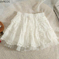 (ร้อน) หวานโลลิต้ากระโปรงมินิผู้หญิง Kawaii Ruffles ตาข่าย P Atchwork A-Line นางฟ้ากระโปรงหญิงโกธิค Y2K งานเลี้ยงตอนเย็นเจ้าหญิงกระโปรง