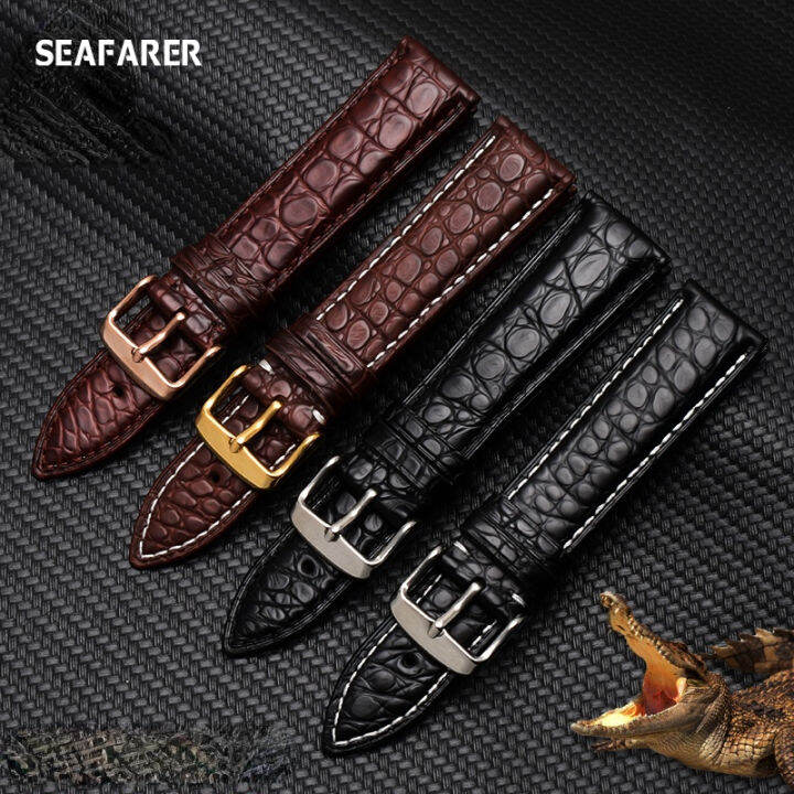 American Crocodile Skin Watch Band Genuine Leather Men Watch Strap For Armani Citizen Rolex 20 1594