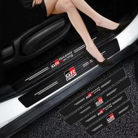 ✜♀✢ Car Door Threshold Plate Carbon Fiber Stickers For Toyota GR Sport GR Gazoo Racing YARiS C-HR Corolla Harrier Rav4 Avensis Prado