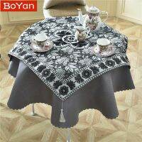 Morris8 Latest 2 pcs/set Round 140cm Luxury Enbroidery Table Linens Fashion Elegant Black Sliver Cloth Decor Accessories