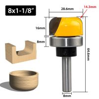 1PC 8MM Shank Milling Cutter ไม้แกะสลัก 1-1 / 8 เส้นผ่านศูนย์กลางถาดชามเราเตอร์บิตรอบจมูกกัดตัดด้วยแบริ่งสําหรับไม้