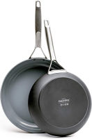 GreenPan Paris 2 Piece Ceramic Non-Stick 8 Inch and 10 Inch Open Frypan Set, Gray - CC000043-001