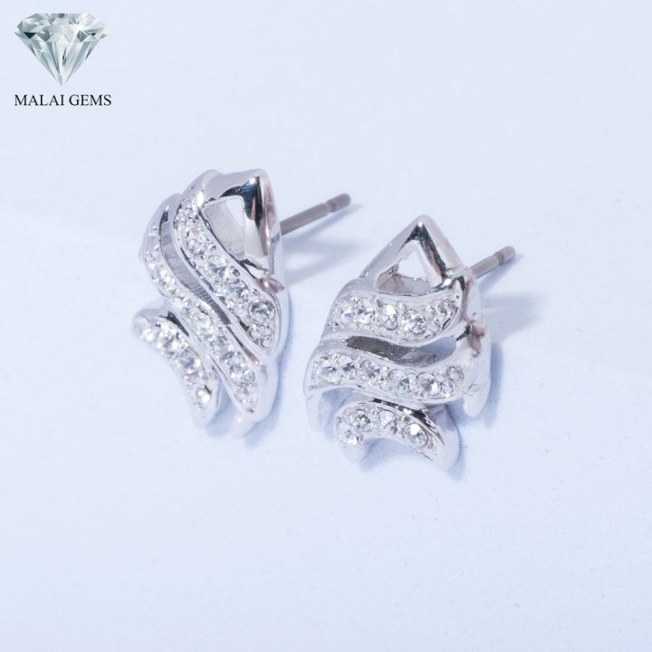 malai-gems-ต่างหูเพชร-เงินแท้-silver-925-เพชรสวิส-cz-เคลือบทองคำขาว-รุ่น11009412-แถมกล่อง-ต่างหูcz-ต่างหูเงินแท้