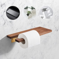 SARIHOSY Toilet Paper Holder for Bathroom with Phone Storage Shelf Wood Gilded Roll Paper Holder Bathroom Accessories