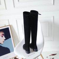 boots--2021 musim luruh dan sejuk baharu lada kecil tumit tebal atas lutut but, but panjang paip dapur rendah hitam rata wanita2021 autumn and winter new small pepper thick heel over the knee boots, women s black flat low stove long boots