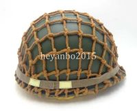 tomwang2012. WWII US ARMY PARATROOPER M1 HELMET COVER COTTON CAMOUFLAGE NET HELMET AND STRAP MILITARY WAR REENACTMENTS