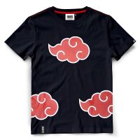 นุ่ม เสื้อยืดนารูโตะ Naruto NT-020-BK Triple Akatsuki Symbol (กลุ่มแสงอุษา) เสื้อยืดผช เท่ๆ คอลูกเรือ