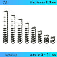 5 ชิ้น 0.9 มม. สปริงอัดแรงดันสปริง ลวด เส้นผ่านศูนย์กลางภายนอก 0.9 มม. เส้นผ่านศูนย์กลาง 5 6 7 8 9 10 11 12 13 14 มม. ความยาว 10 15 20 25 - 100 มม.-SOPO STORE