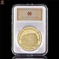 World Famous Landmarks Seven Wonders Euro Colosseum Gold Plated Token Collectibles Coin Value W/PCCB Display Box