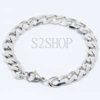 s2shop สร้อยข้อมือสแตนเลสแท้ สร้อยข้อมือสแตนเลส กำไลข้อมือสแตนเลส กำไลข้อมือ ลายโซ่ขัดเหลี่ยม ความกว้าง 8 มม.ความยาว 20 ซม.,No.927