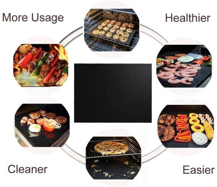 แผ่นย่างบาร์บีคิวไม่ติดขนาด40-33ซม-แผ่นย่างแผ่นรองอบเครื่องมือสำหรับทำบาร์บีคิวทำความสะอาดได้ง่ายต้านทานความร้อนเครื่องมืออุปกรณ์ปิ้งบาร์บีคิวครัว