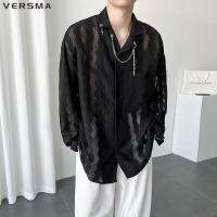 【CW】 VERSMA Color Cutout Shirt Men Mesh Protection Sleeve Oversize Dropshipping