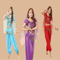 hot【DT】 indian Belly Costume Wears for Dancing Set dress training Tops Pants Hip Scarf