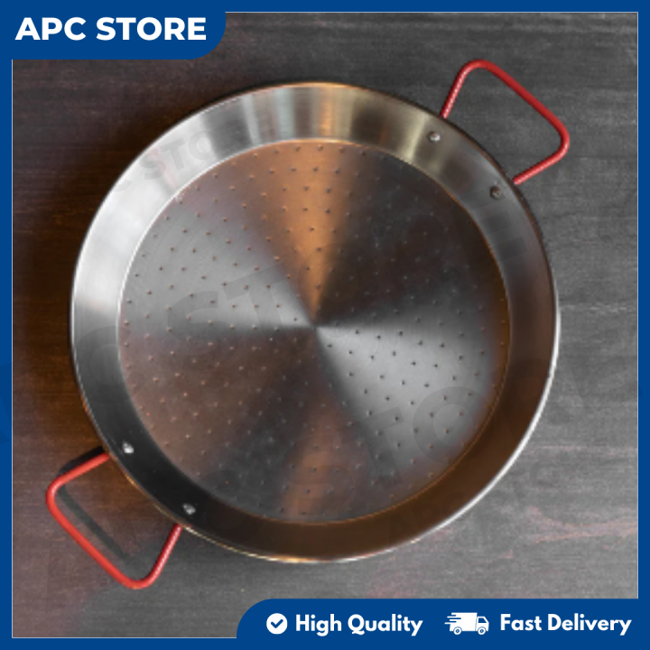 Stainless Steel Merchandising Spanish Paella Serving Pan with Red