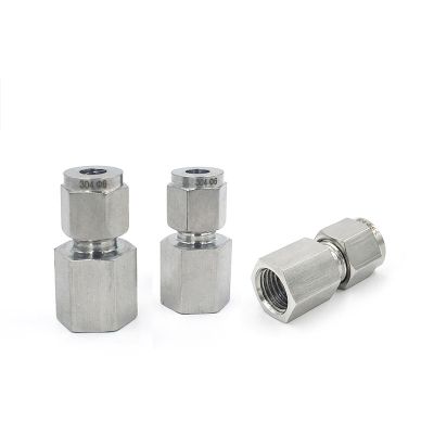 1/4 quot; 1/2 quot; NPT Female 6/8/10/12mm OD Double Ferrule Compression Tube Union Connector 304 Stainless Steel For Pressure Gauge Fuel