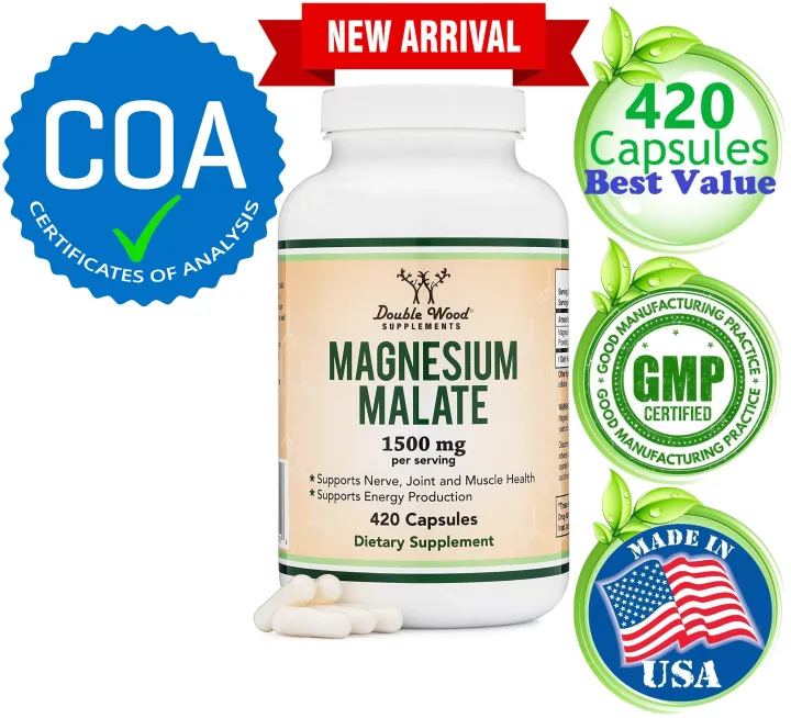 Magnesium Malate 420 Caps 1500mg Most Bioavailable Form Greatly
