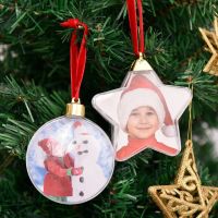 1 Pcs DIY Transparent Photo Frame Pendant Snowman Five-star Ball Xmas Tree Hanging Ornaments Christmas Decorations for Home