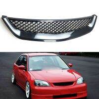 Glossy Black Front Engine Hood Mesh Grille Bumper Racing Grill for Honda Civic JDM Type R 2001 2003 2DR/4DR EM/ES