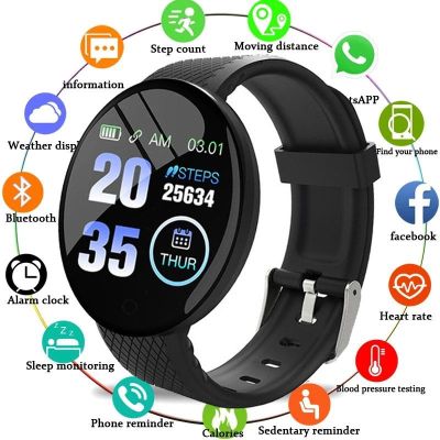 ✺✐ นาฬิกาข้อมืออัจฉริยะ น้ำเงินtooth Fitness Tracker นาฬิกาดิจิตอล Smartwatch ผู้ชายผู้หญิงความดันโลหิต IOS Android สร้อยข้อมือสมาร์ท D18 2023