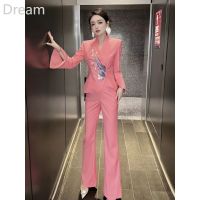 Retro Chinese style suit summer new elegant embroidered suit two-piece suit V729