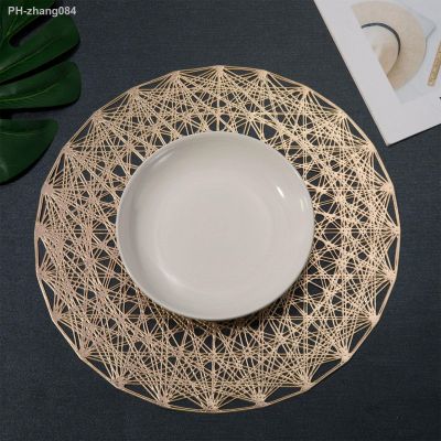 Table Mat Household Hexagram Pattern Placemat Hollow Out Heat Insulation Pad Decorative Mat Golden/Silver/Rose Gold