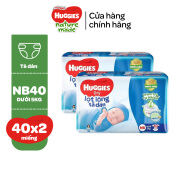 Tặng kèm tã Combo 2 Tã dán sơ sinh Tràm Trà Tự Nhiên Huggies NB40 NB70 S56