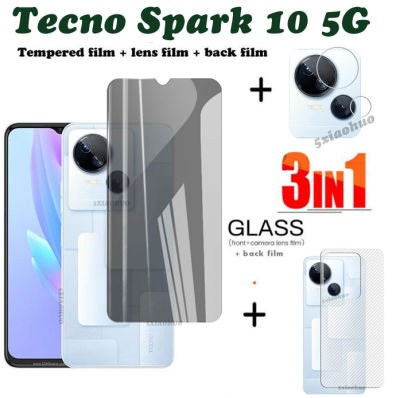 กระจกเทมเปอร์3-In-1 Tecno Spark 10 5G กระจกเทมเปอร์ปกป้องหน้าจอ Tecno Spark 10C หน้าจอกระจกเทมเปอร์ + ฟิล์มกล้อง + ตัวป้องกันเลนส์กล้องถ่ายรูปฟิล์มด้านหลัง