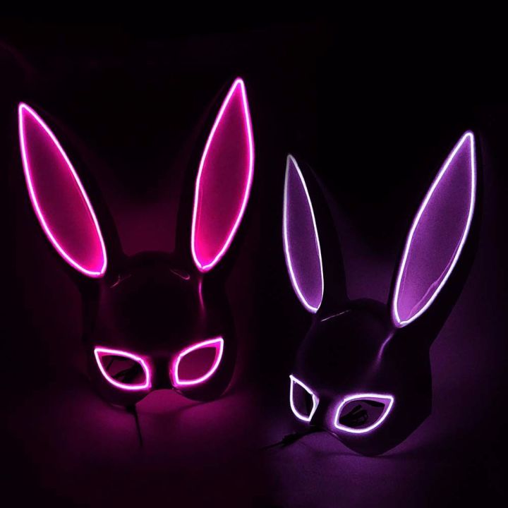 Hotomi Masquerade Party Plastic Led Light Headwear Bunny Led Light Up Party Props Cosplay Party 