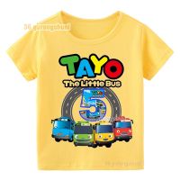 Kids T Shirt For Boys T Shirts Anime Tayo the Little Bus 4 5 Birthday Yellow T-shirts summer Tops Short Sleeve Children Clothes