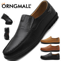 ORNGMALL รองเท้ารองเท้าลำลองส้นเตี้ยหนังแท้สำหรับผู้ชาย Moccasin Slip-On &amp; Loafers รองเท้าขี้เกียจขับรถรองเท้าโลฟเฟอร์สำหรับผู้ชายเหมาะสำหรับทุกวันลำลองอินเทรนด์ถนนขนาดใหญ่37-47