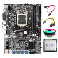 B75 BTC Mining Motherboard+SATA Cable+G530 CPU+6Pin to Dual 8Pin Cable+RGB Cooling Fan LGA1155 8XPCIE USB DDR3 Bitcoin