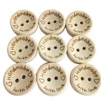 20Pcs Wooden Handmade with Love Buttons Round Craft Decor Buttons 2 Holes Wooden Button for 15mm/20mm/25mm Sewing Buttons Haberdashery