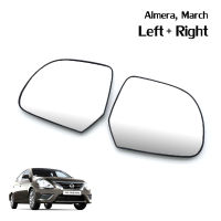 เนื้อเลนส์กระจก ข้าง ขวา+ซ้าย กระจกข้าง ใส่ Nissun March, Almera จำนวน 2 ชิ้น Nissan March, Almera นิสสัน มาร์ช เอเมร่า ปี 2012-2019 4ประตู