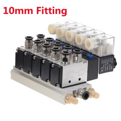 5 Way Pneumatic Combination 4V210-08 12V 24V 110V 220V 2 Position Single Head Pneumatic Solenoid Valve w Base