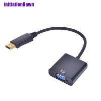 【คุณภาพสูง】( Initiationdawn ) Displayport Dp Male To Vga Female อะแดปเตอร์แปลงสายเคเบิ้ลสีดํา