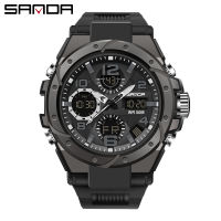 SANDA Top Brand Men Watch For Men Clock Dual Display Outdoor Military Sports waterproof S shock Symphony bezel Men Watch