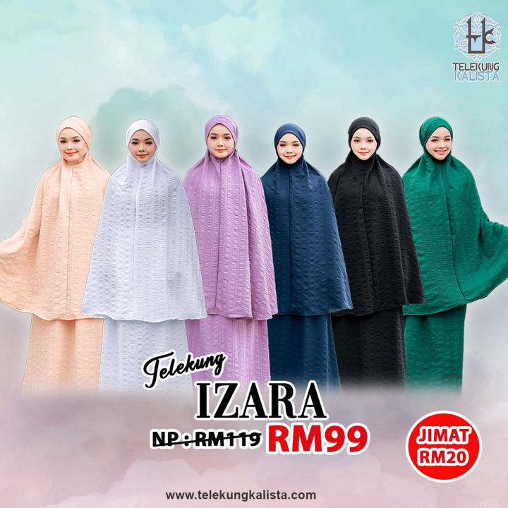 Telekung Izara Tanpa Getah Ironless Ringan Tak Jarang Cotton Bubble